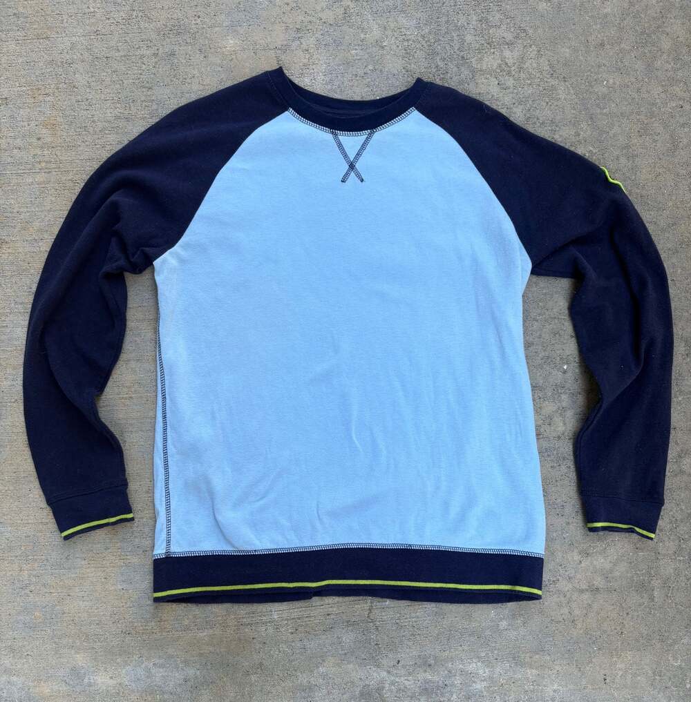 Psycho Bunny Men's Raglan Long Sleeve Crewneck Sweatshirt Blue Navy Size S